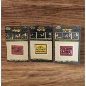 NOS 3 Patches Safety Reflective Reflexite Do Not Enter Drive Safely Sew On Vtg